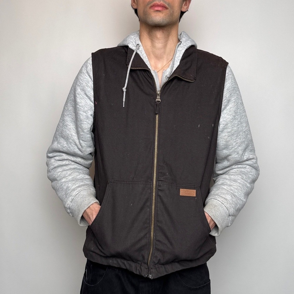 Bass Creek Outfitters Workwear Mens Medium Brown Canvas Layered Hoodie Jacket - Picture 6 of 11